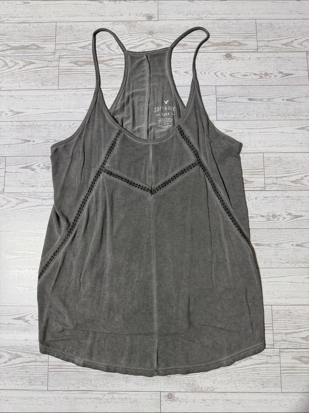 American Eagle Outfitters Charcoal Gray Racerback Tank